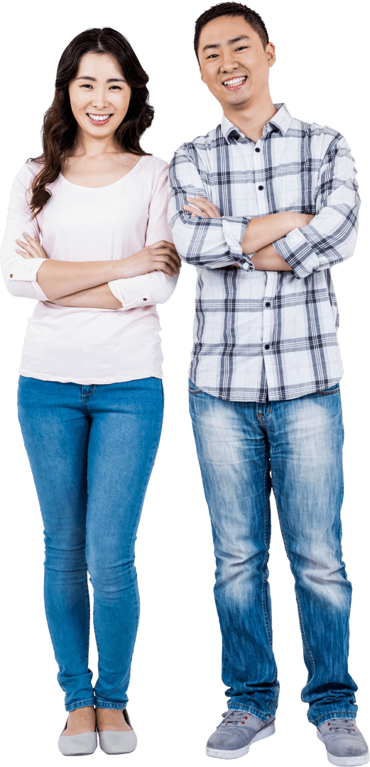 Transparent Full Length Portrait of Smiling Couple