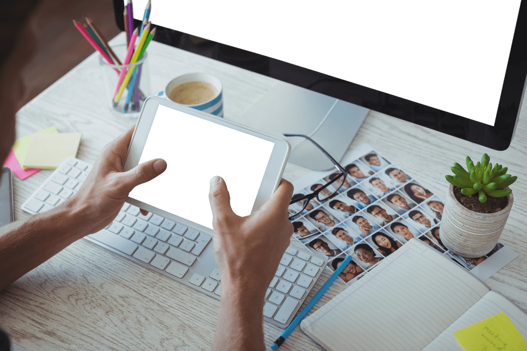 Transparent Touchscreen Technology at Creative Office Workspace