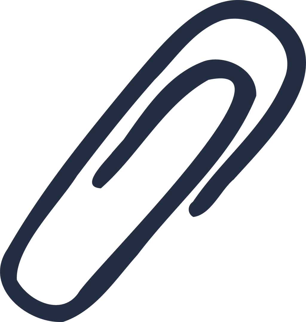 Minimalist Dark Blue Paperclip Icon on Transparent Background