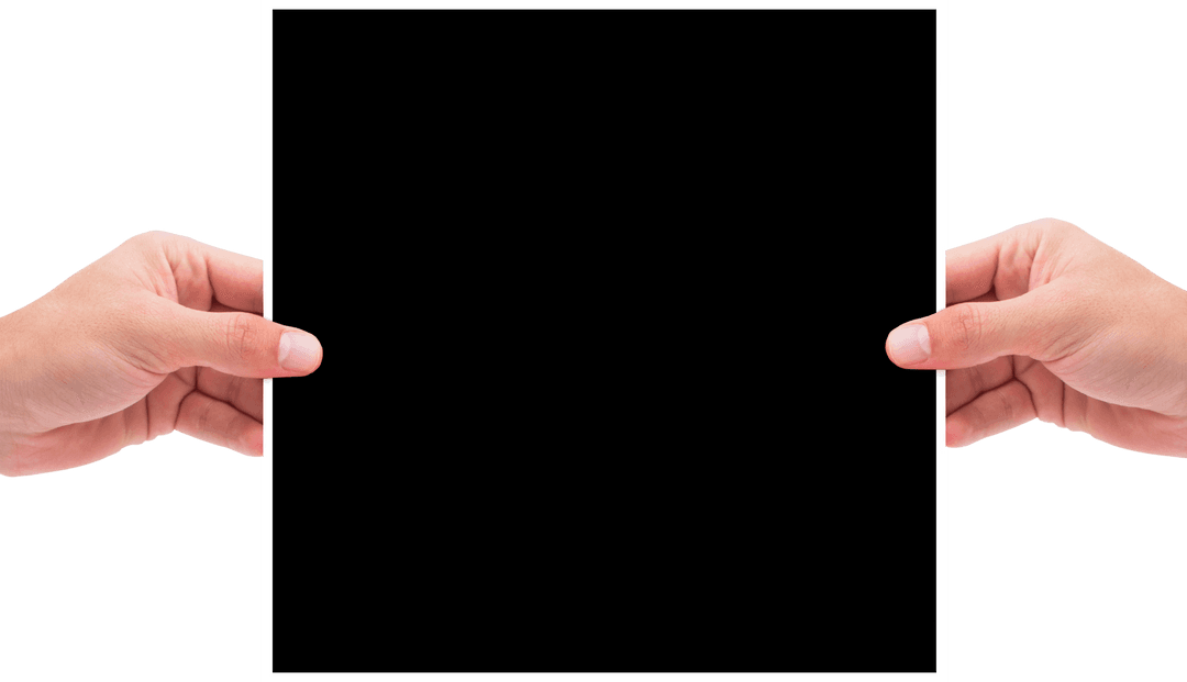 Hands Holding Blank Card Photo Frame on Transparent Background