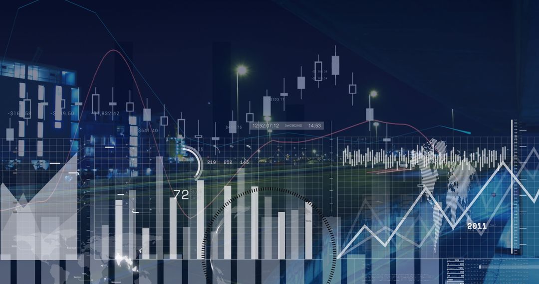 Digital Interface of Financial Data Overlay on Urban Cityscape