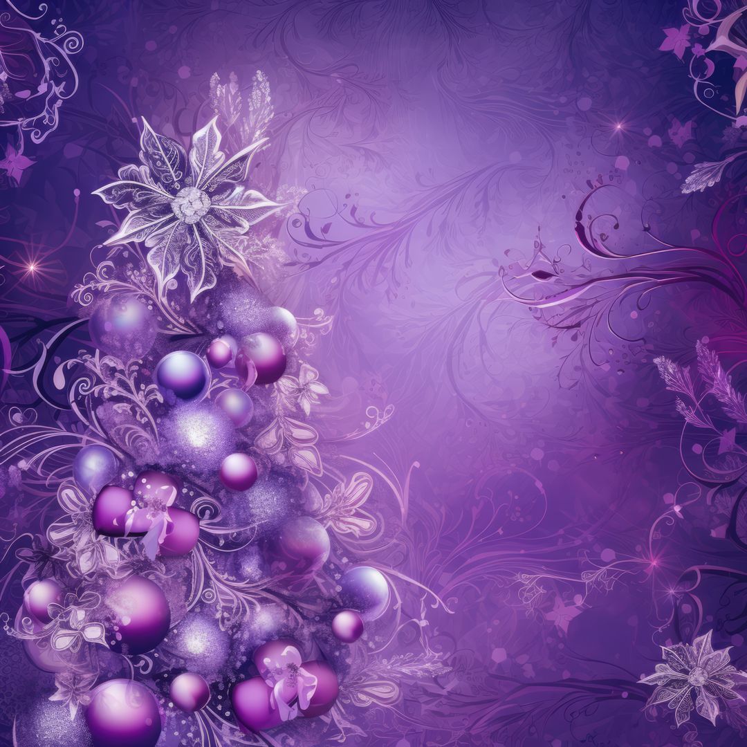 Elegant Purple Christmas Tree Decoration with Ornaments and Floral Designs - Free Images, Stock Photos and Pictures on Pikwizard.com