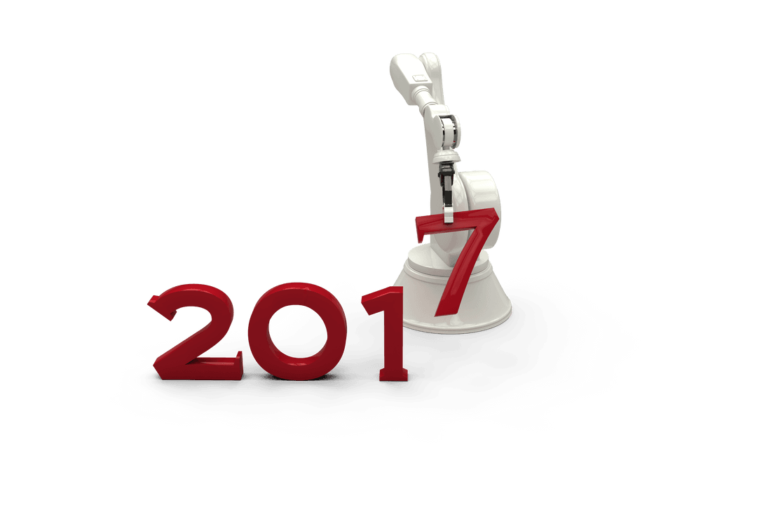 Transparent Robotic Arm HGolding Red Number Seven in 2017