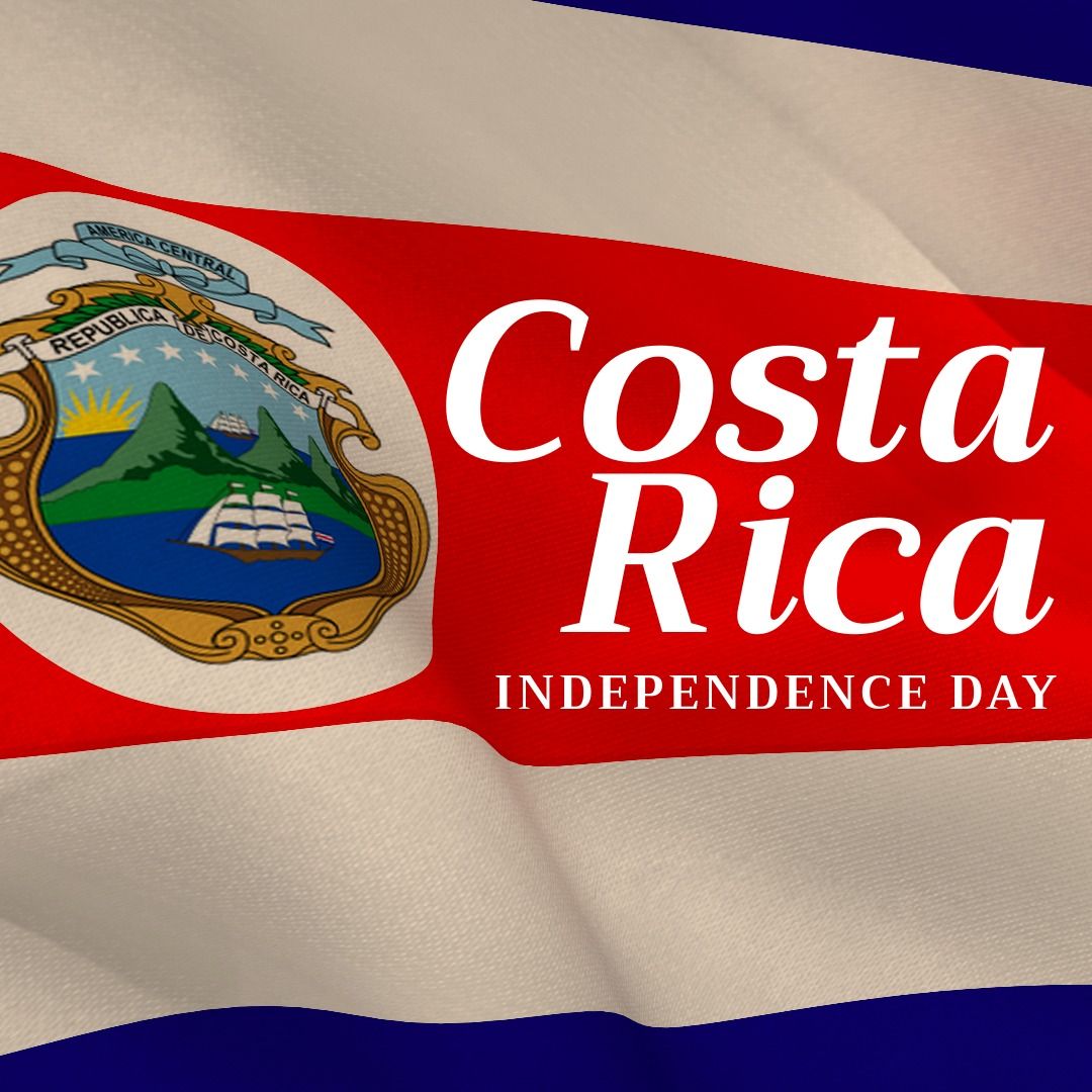 Costa Rica Independence Day Celebration Banner with National Flag and Emblem - Download Free Stock Templates Pikwizard.com