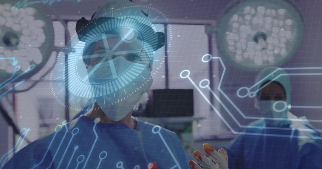 Surgeon Performing Futuristic Surgery with Holographic Technology
