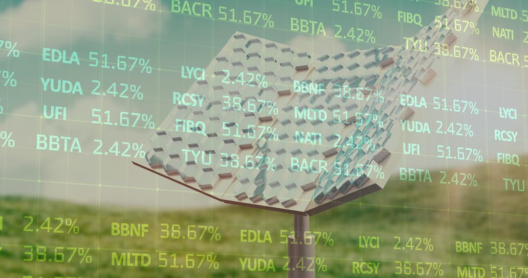 Financial Data Overlay on Modern Architecture with Green Stocks