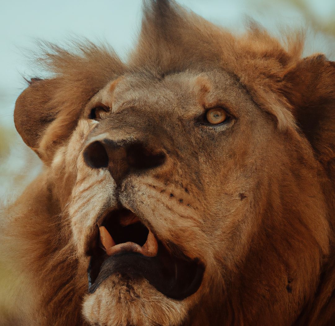 Close-up of Majestic African Lion with Intense Gaze - Free Images, Stock Photos and Pictures on Pikwizard.com
