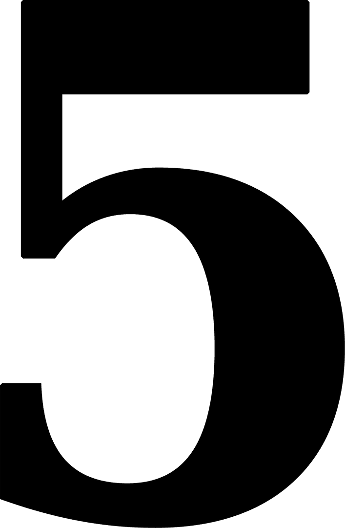 Digital Black Number 5 on Transparent Background Illustration