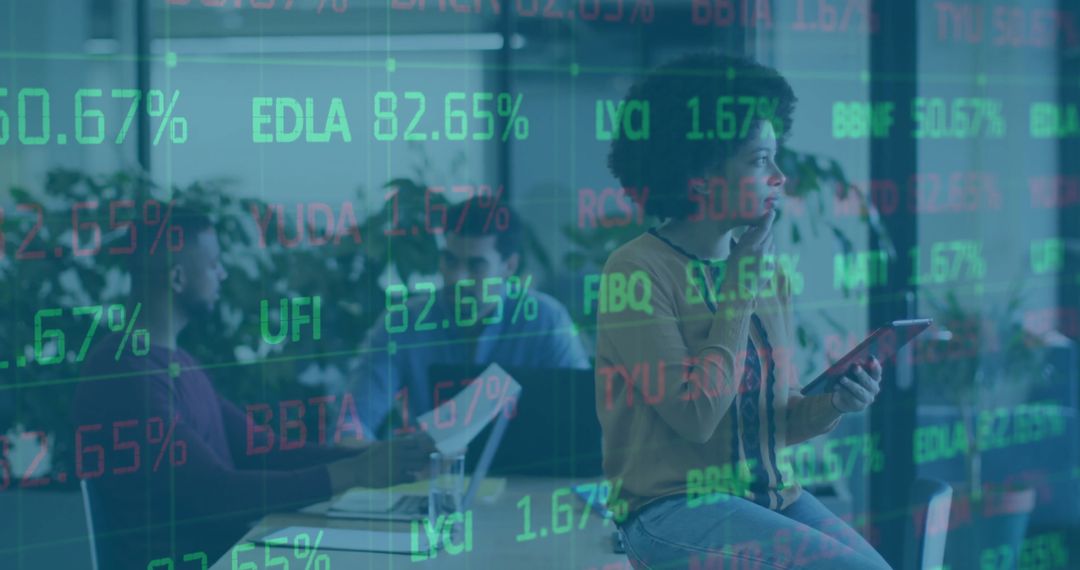 Diverse Professionals Analyzing Financial Data in Corporate Setting