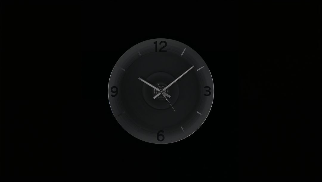 Futuristic Analog Clock Floating in Dark Minimalist Setting