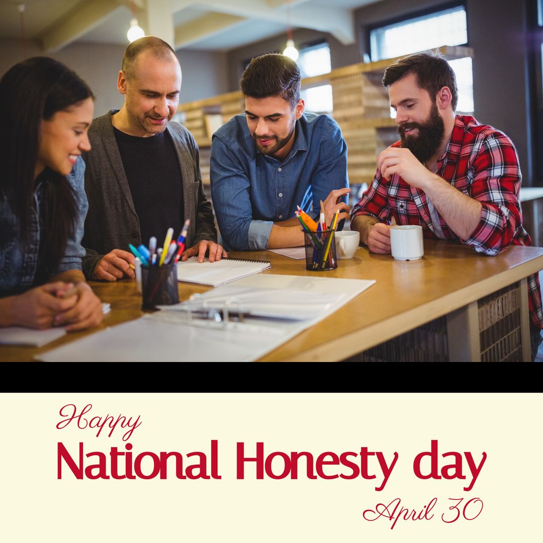 Business Team Celebrating National Honesty Day in Office