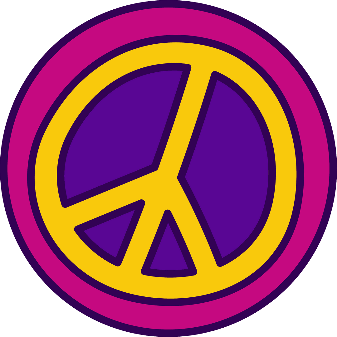 Colorful Transparent Peace Sign Graphic Over Circular Background