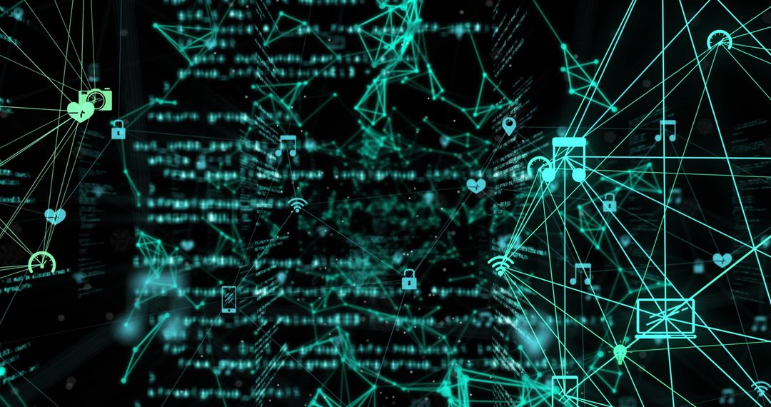 Futuristic Digital Interface with Network and Icons