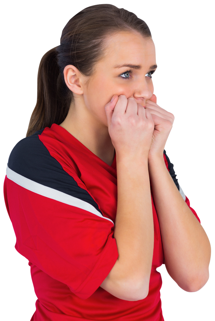 Nervous football fan in red shirt on transparent background - Download Free Stock Images Pikwizard.com