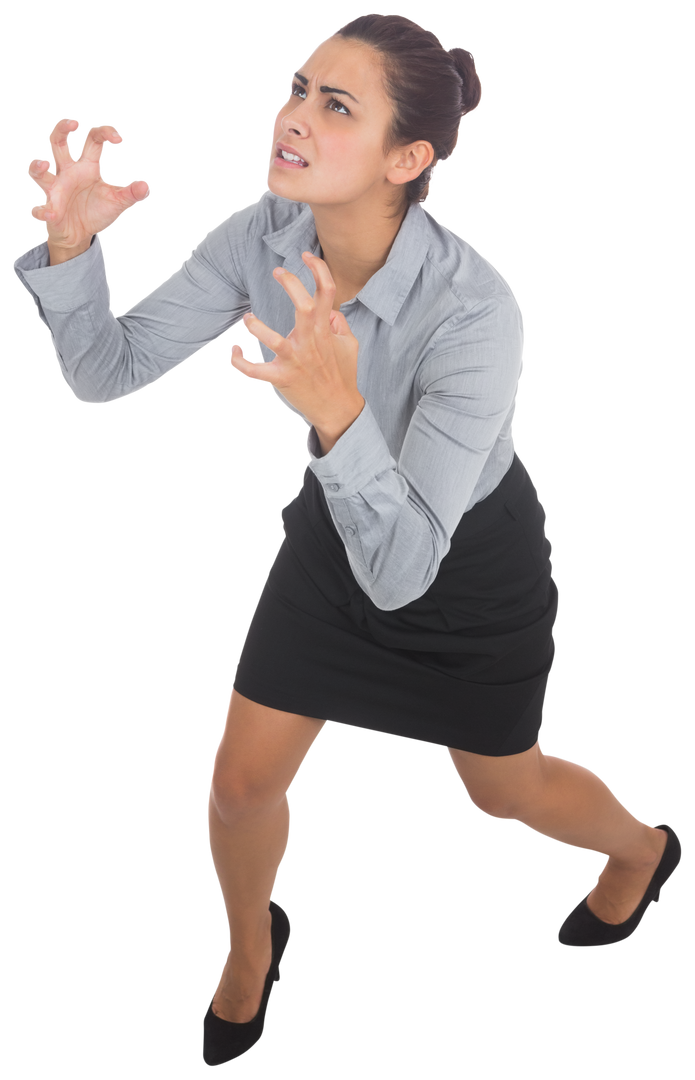 Frustrated Businesswoman Gesturing Claws on Transparent Background - Download Free Stock Images Pikwizard.com