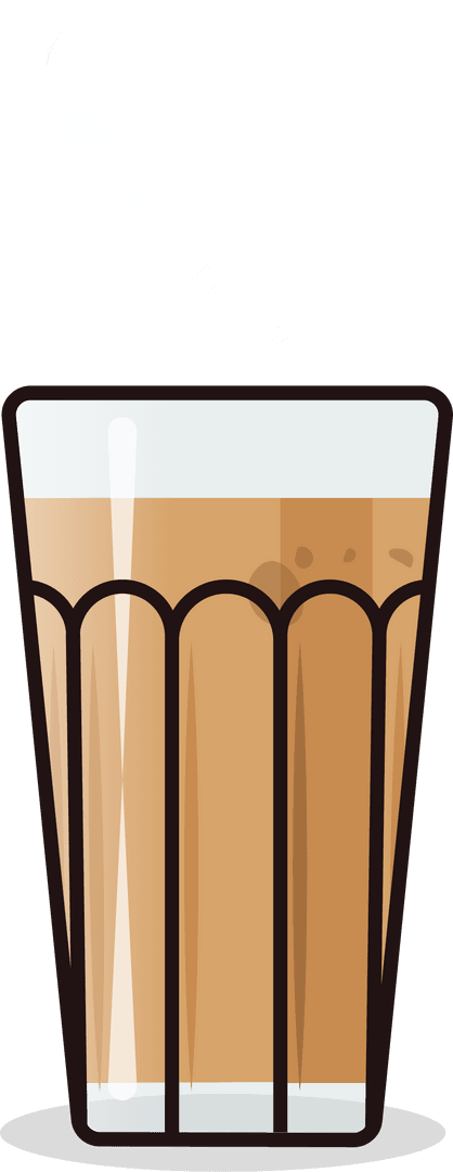 Illustration of Steaming Latte in Tall Glass with Transparent Background