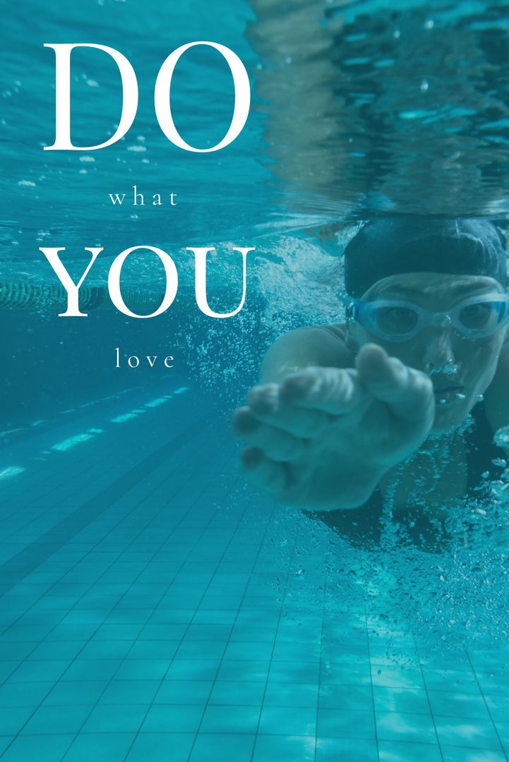 Underwater Swimmer Pushing Forward with Motivational Text - Download Free Stock Templates Pikwizard.com