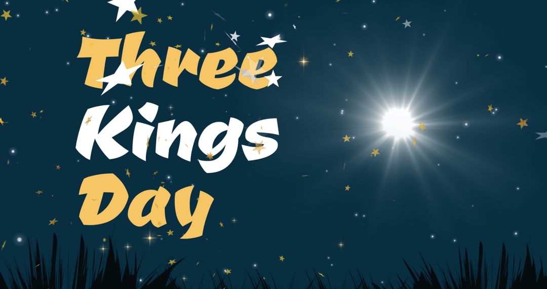 Three Kings Day Text with Starry Night Sky