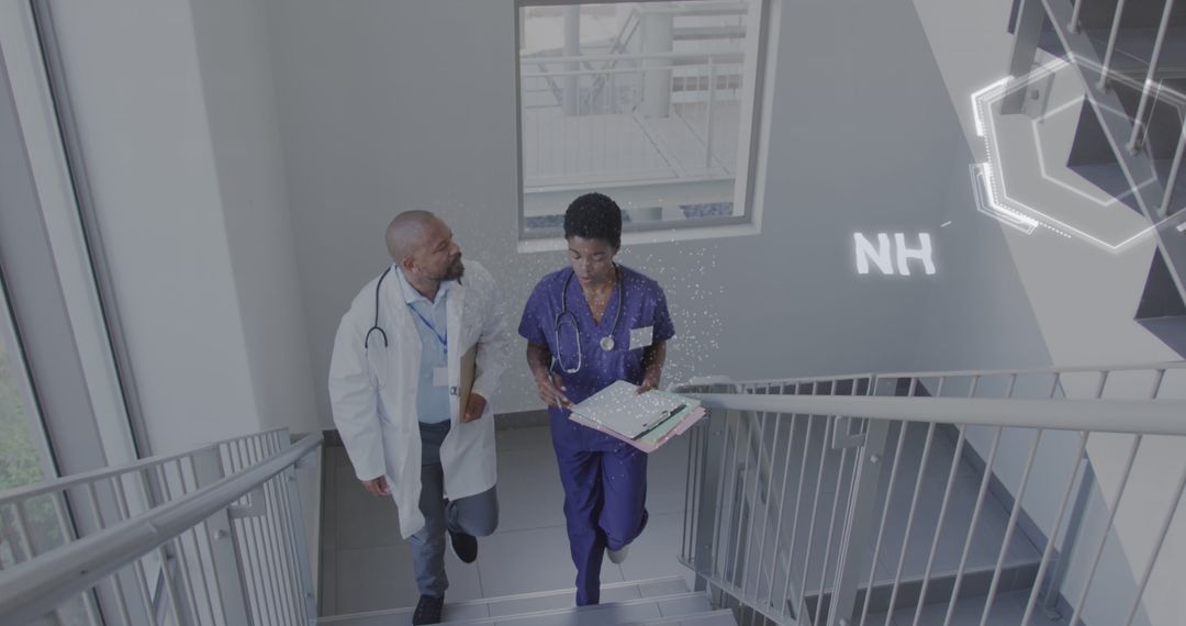 Medical Professionals Analyzing Digital Data in Modern Hospital Setting