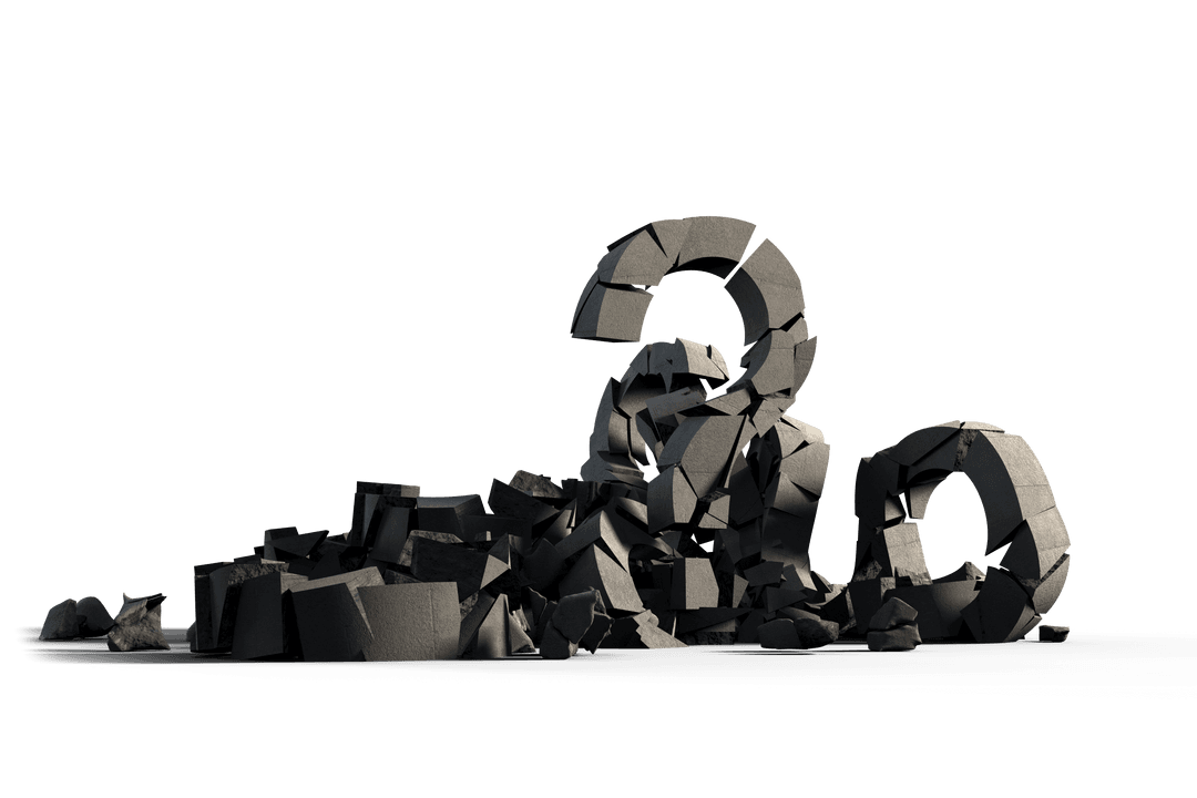 Transparent Crumbling Rock Numbers 3D Illustration