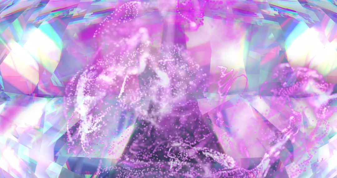 Vibrant Abstract Purple Shapes Over Crystal Surface