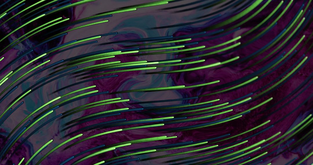 Vibrant Curved Green Light Streaks on Dark Abstract Background
