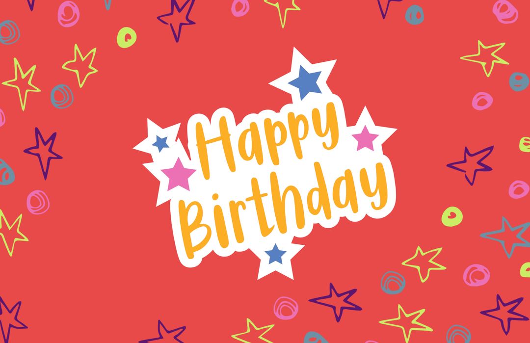 Vibrant Happy Birthday Template with Festive Colors and Stars - Download Free Stock Templates Pikwizard.com