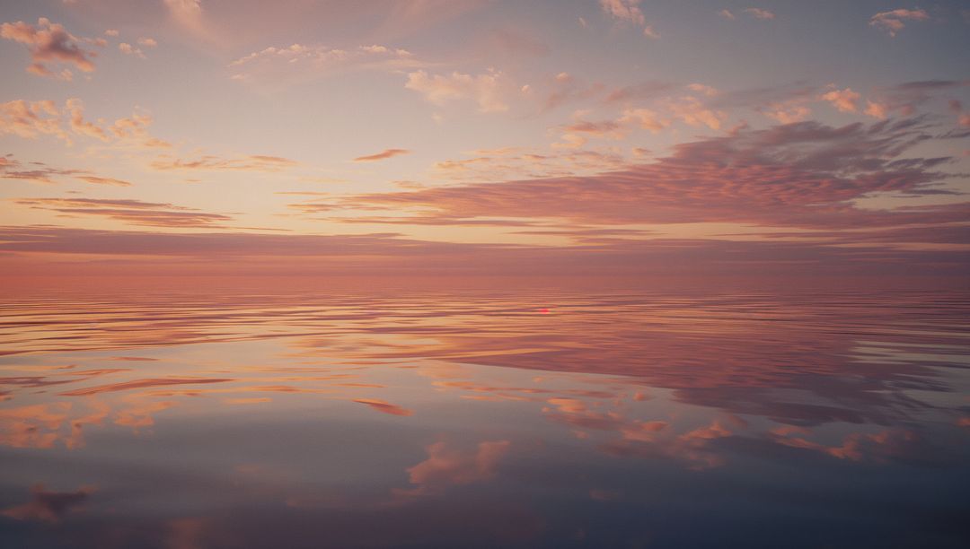 Peaceful Open Ocean Reflecting Serene Sunset Sky with Pastels