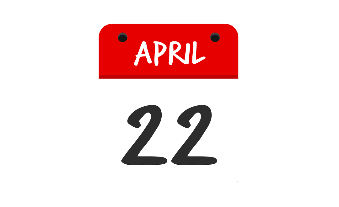 Transparent April 22 Calendar Icon for Scheduling Events
