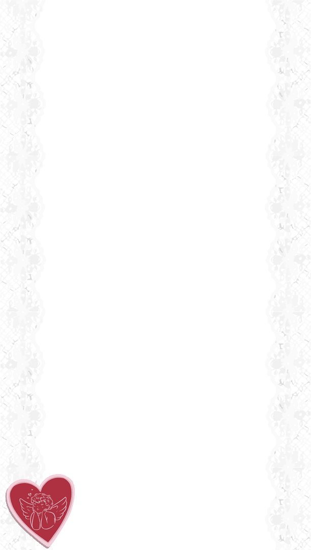 Transparent Lace Borders with Red Cherub Heart Emblem