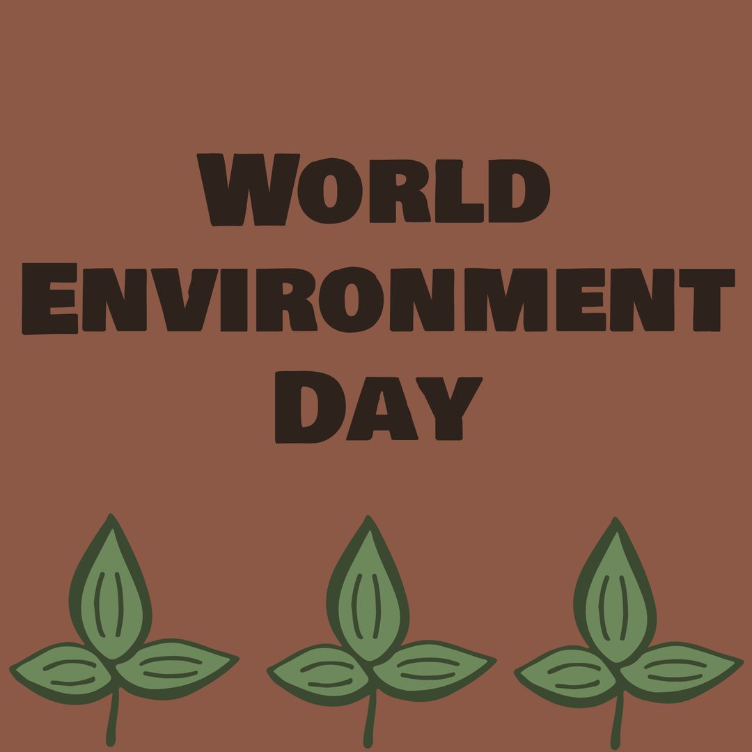World Environment Day Celebration with Green Leafs on Brown Background