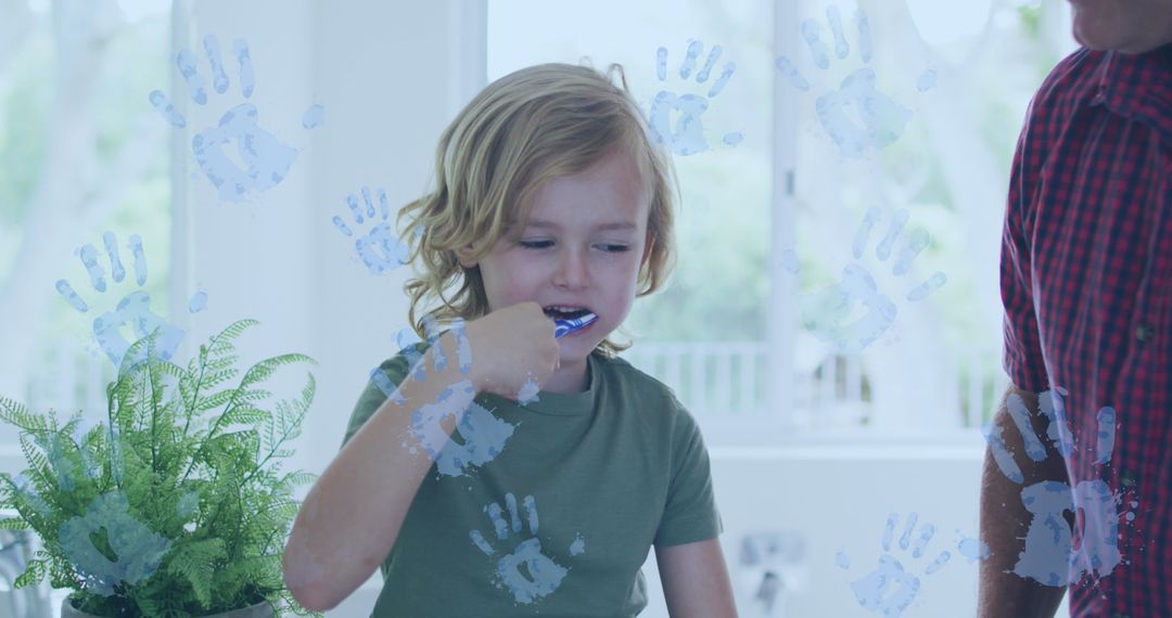 Child Practicing Oral Hygiene at Home with Parent's Guidance