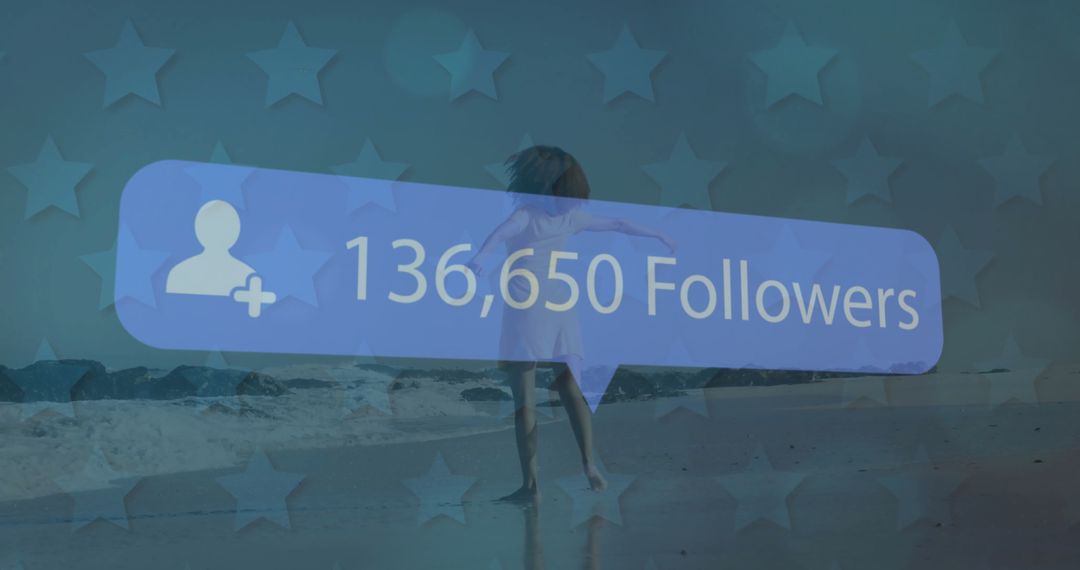 Social Media Influence By The Beach with Follower Count Overlay
