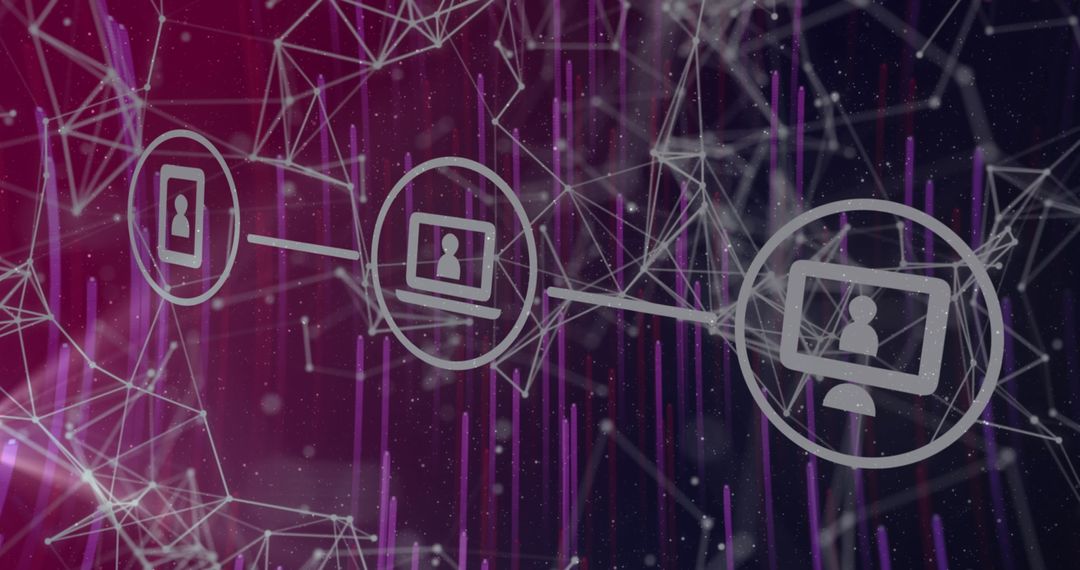 Digital Network Connections Over Abstract Purple Background