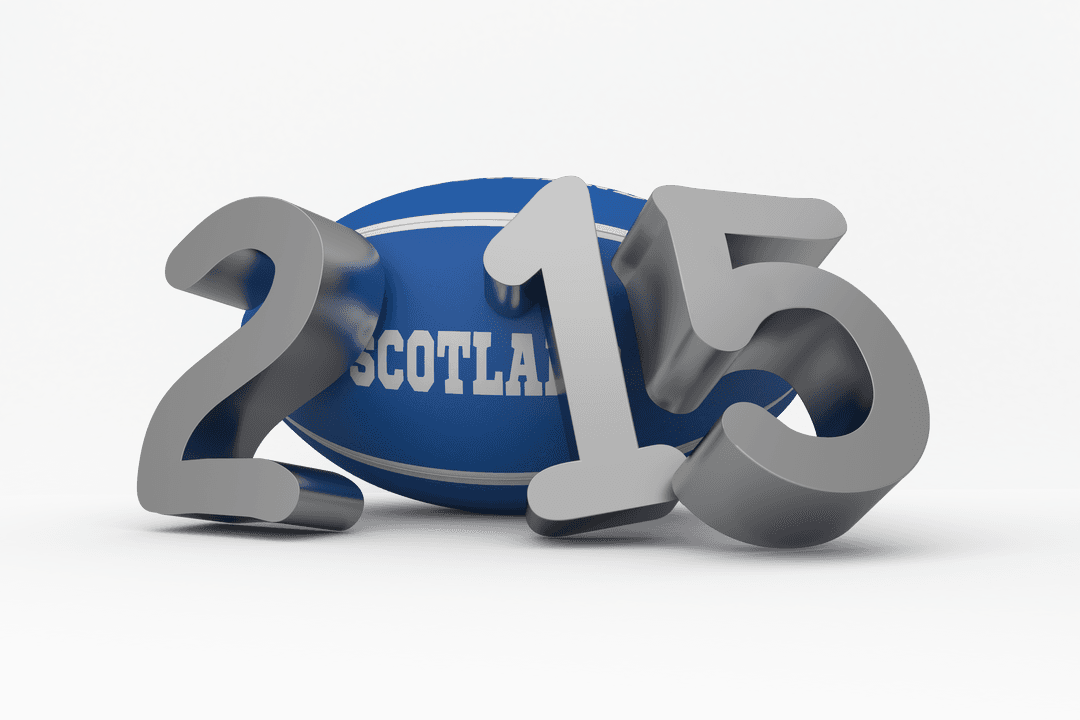 Transparent Rugby Ball with 2015 Scotland Message Design Concept