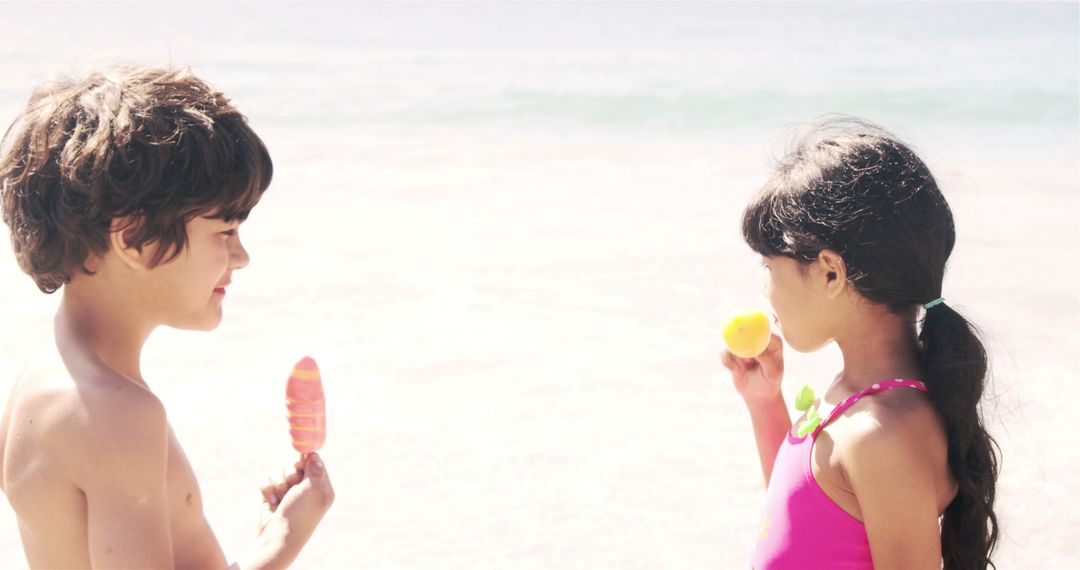 Children Enjoying Ice Cream at the Beach - Free Images, Stock Photos and Pictures on Pikwizard.com