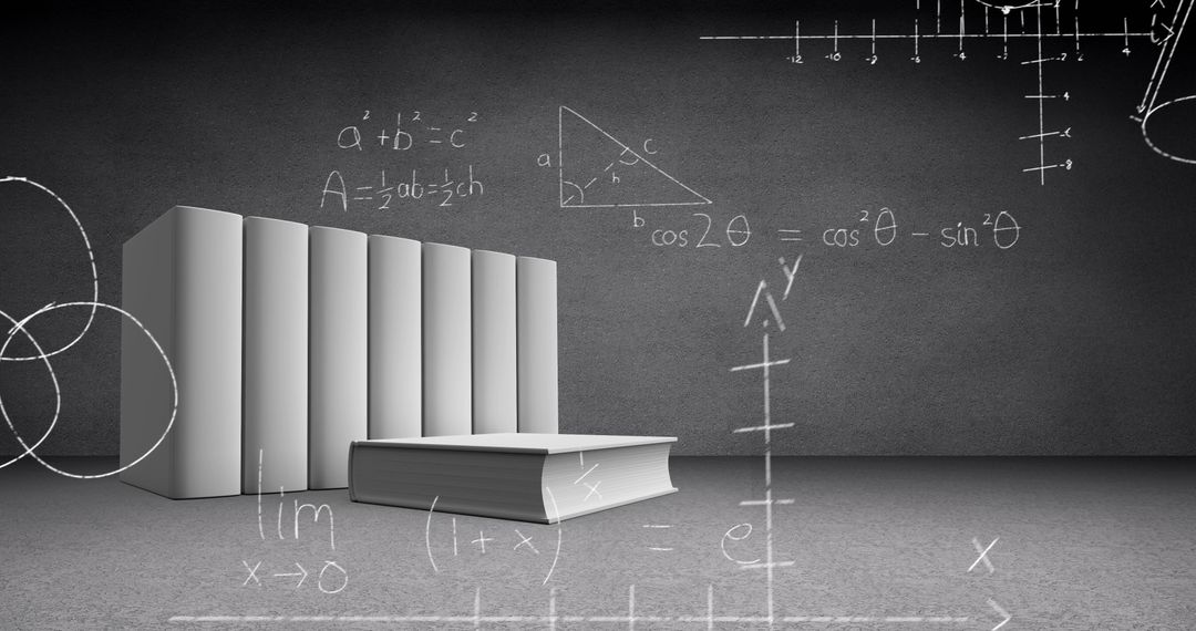 White Books in Maths Themed Room with Equations