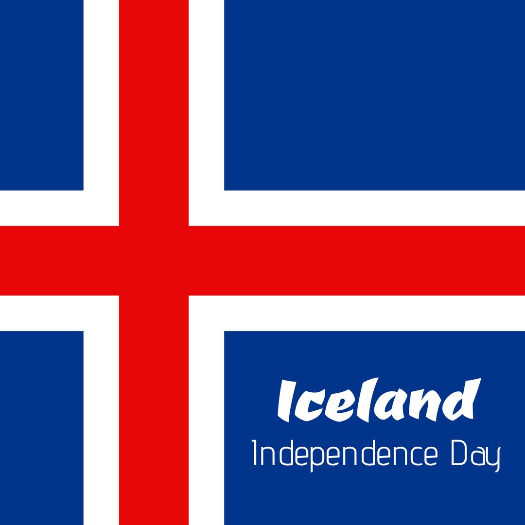 Iceland Flag Celebrating Independence Day with Bold Text