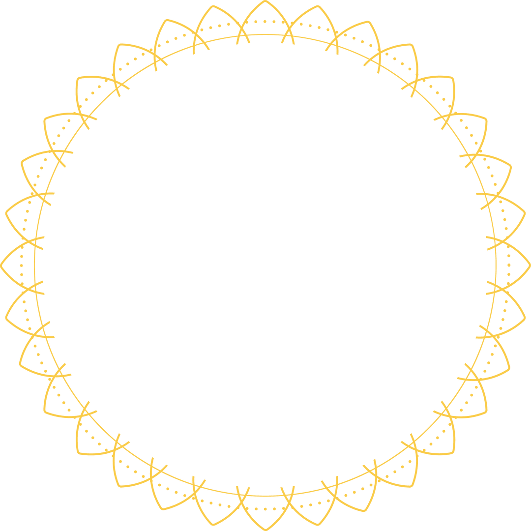 Elegant Golden Ornamental Circle Frame on Transparent Background