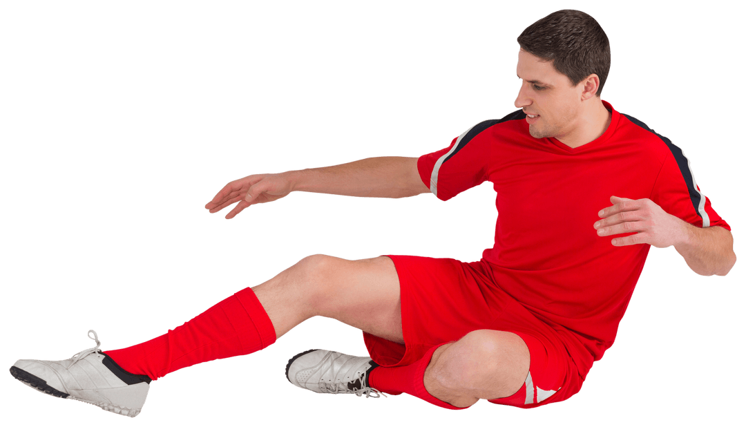 Transparent Football Player in Red Kit Kicking