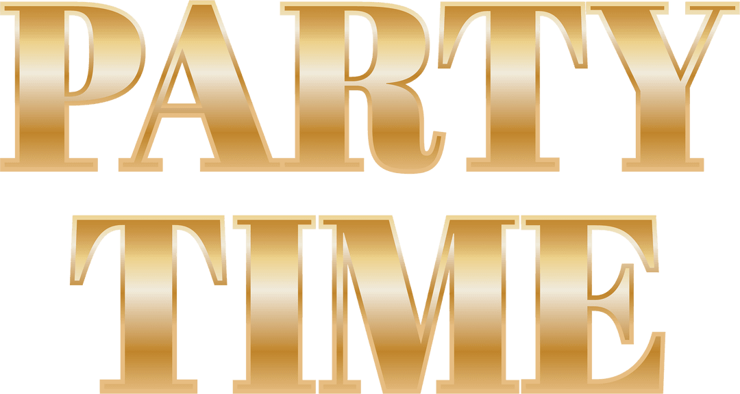 Party Time Golden Text on Transparent Background