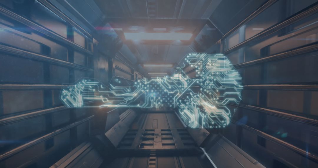 Futuristic Digital Key in High-Tech Data Tunnel