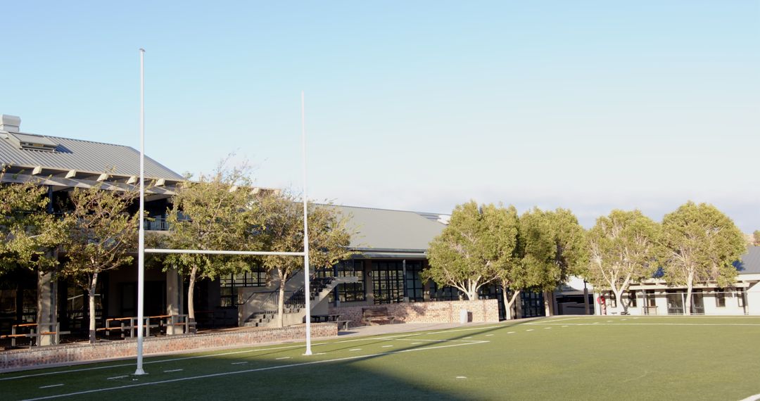 Outdoor Rugby Field with Goalpost on Sunny Day