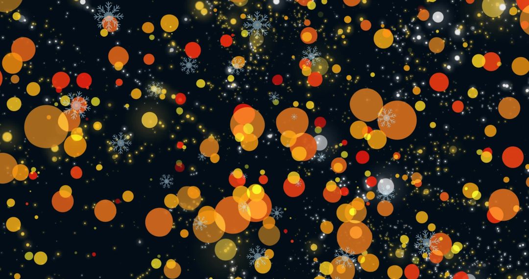 Festive Snowflakes and Sparkling Lights on Dark Background