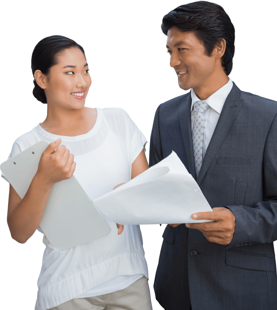 Transparent Real Estate Agent and Client Discussing Agreement Outdoors