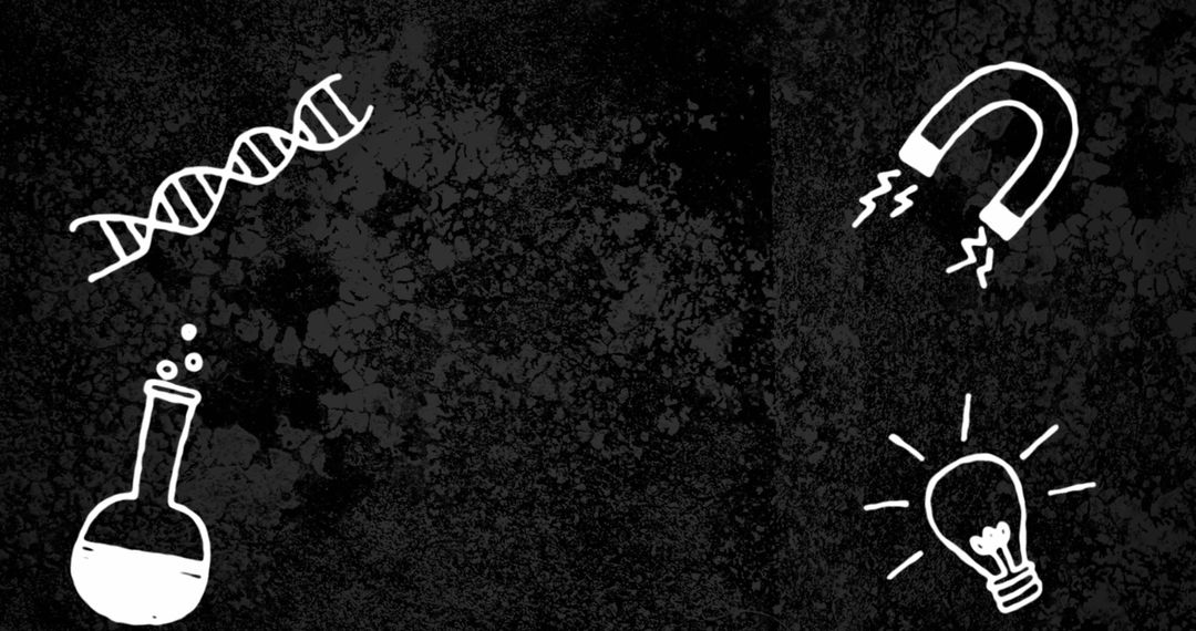 Abstract Science Icons on Grunge Blackboard Textured Background