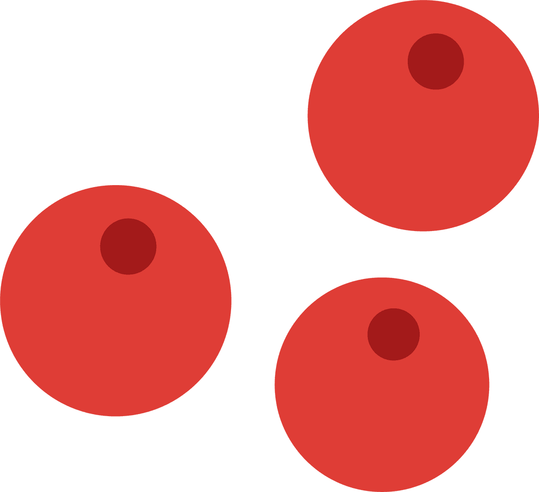 Stylized Red Berry Buttons on Transparent Background