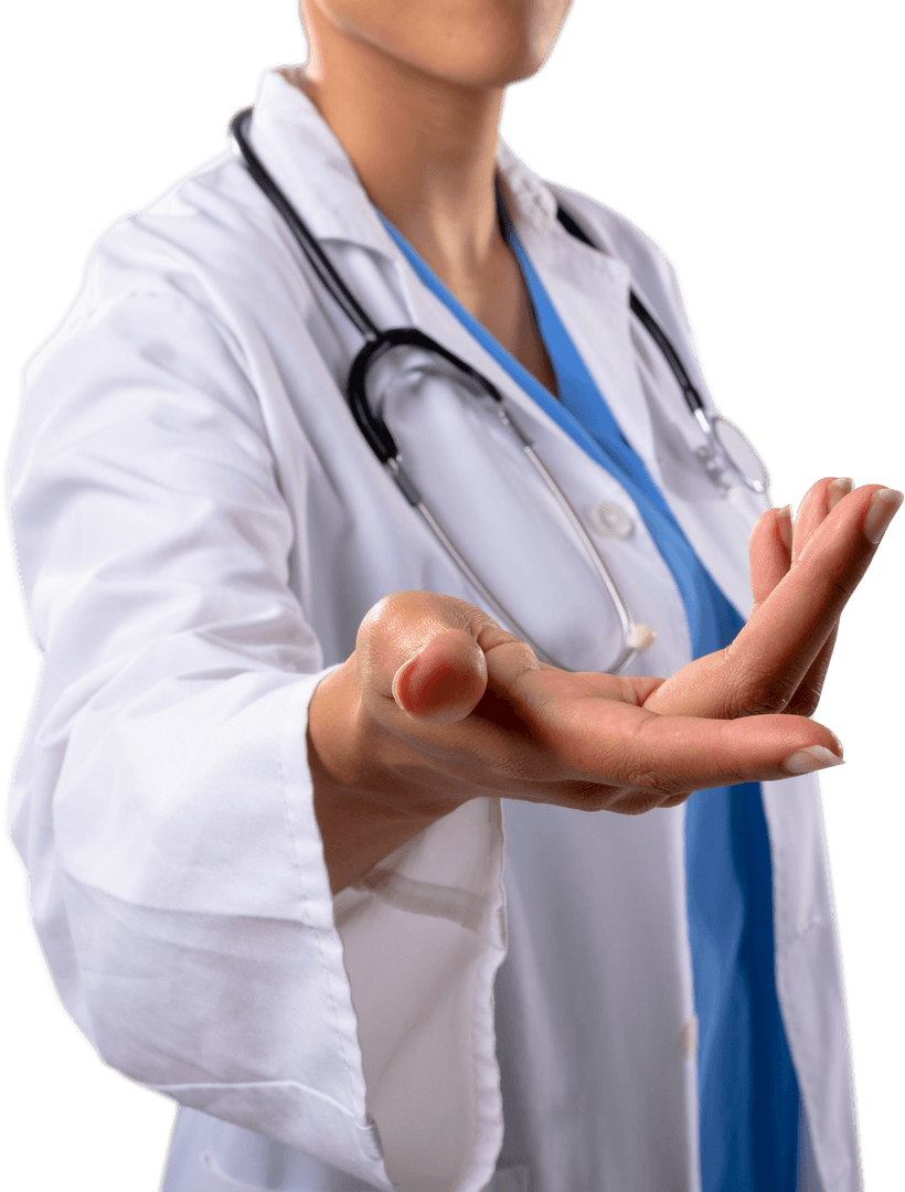 Transparent Doctor Extending Hand Gesture with Stethoscope