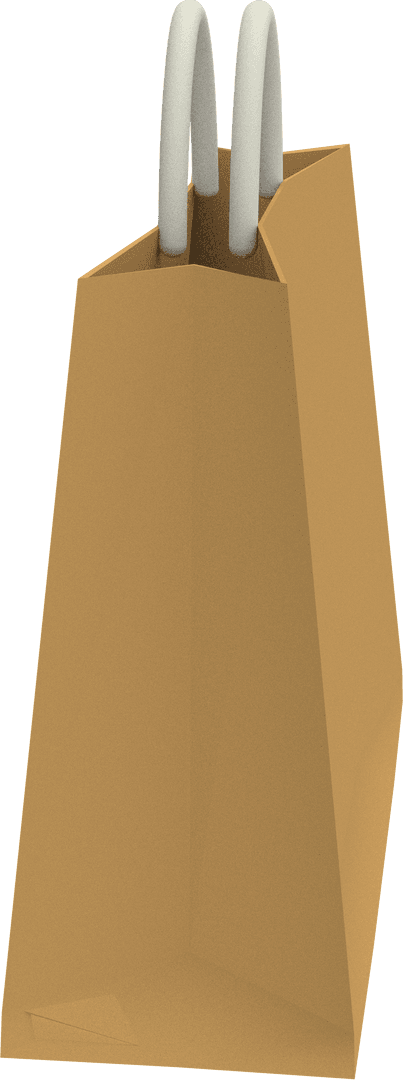 Minimalist Shopping Bag with Handles on Transparent Background