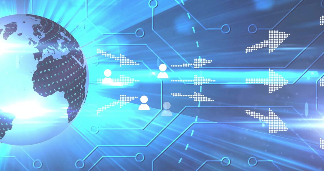 Digital Connectivity and Data Flow with Globe and Circuit Grid